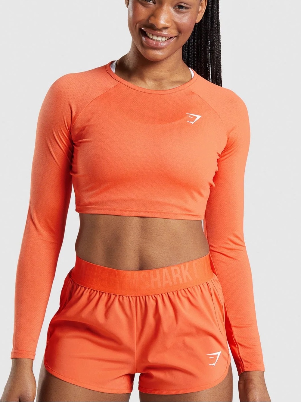 Gymshark Training Long Sleeve Crop Top | Papaya Orange